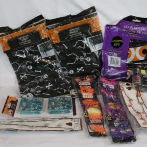 Lot 9 Pieces  Halloween Decor Table Cover, Door Cover, Flashing Necklace