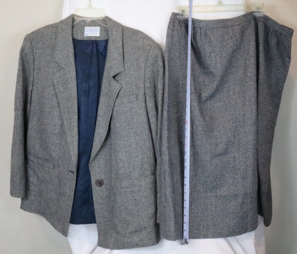 VTG Pendleton Women's Two-Piece Wool Skirt Suit, Gray Herringbone Made in USA
