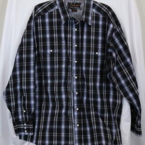 Ariat Pro Series Men's XXL Black and Blue Plaid Long Sleeve Button-Up Shirt