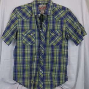 Vintage Wrangler Pearl Snap Plaid Western Short Sleeve Shirt Size S/CH/P