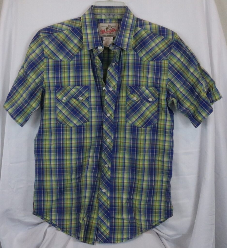 Vintage Wrangler Pearl Snap Plaid Western Short Sleeve Shirt Size S/CH/P