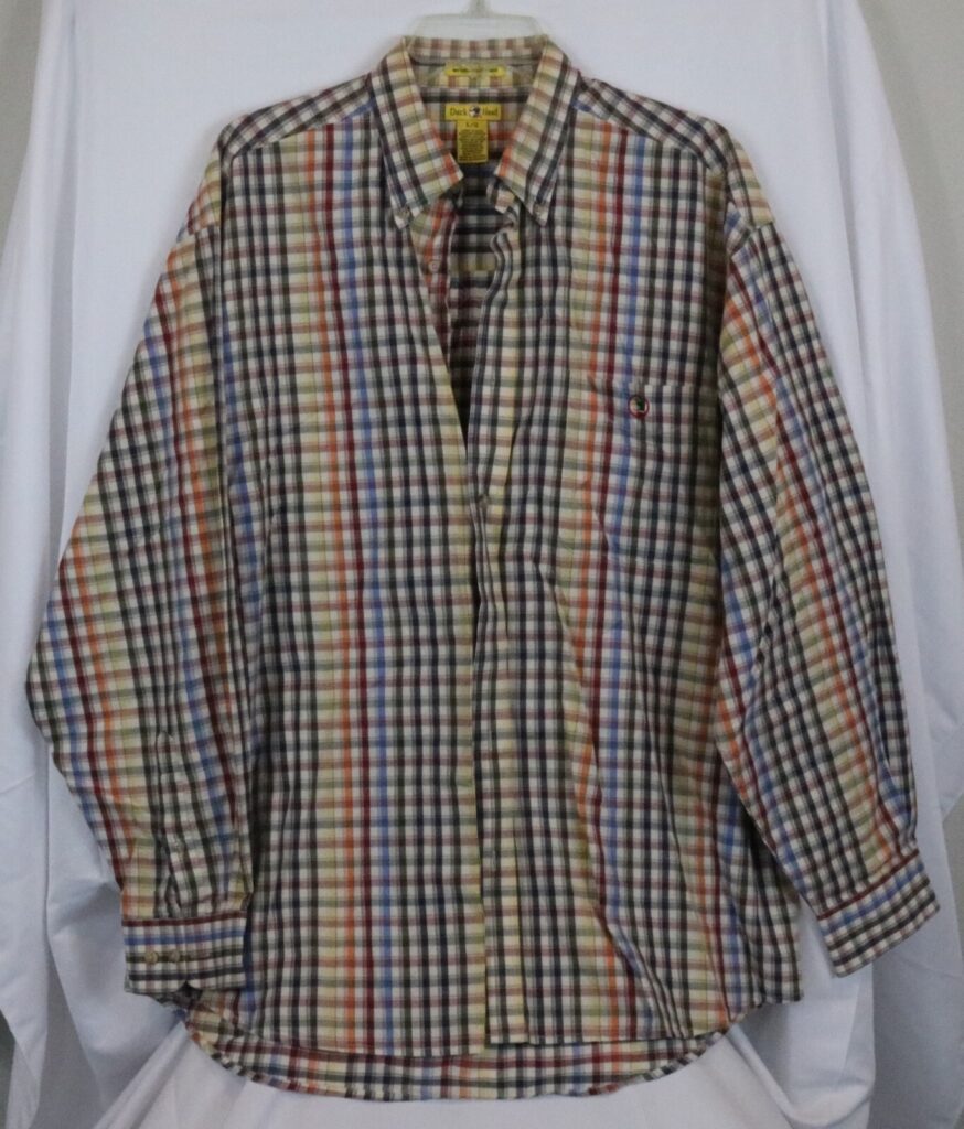 Duck Head Mens Large Plaid Check Button Down Long Sleeve Cotton Shirt