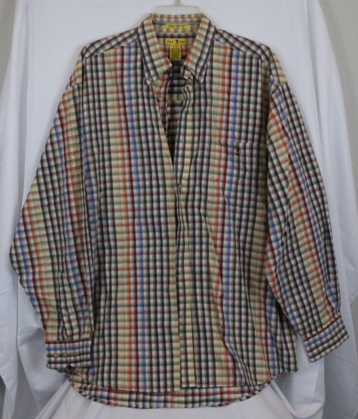 Duck Head Mens Large Plaid Check Button Down Long Sleeve Cotton Shirt