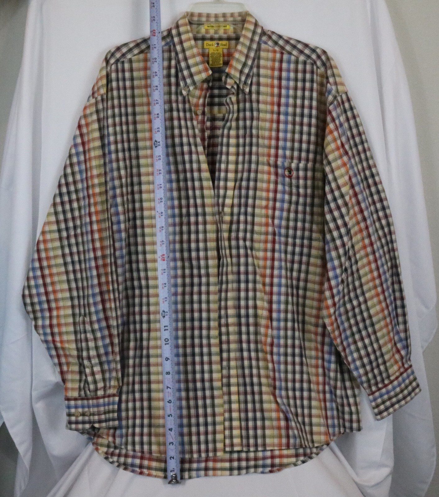 Duck Head Mens Large Plaid Check Button Down Long Sleeve Cotton Shirt - Image 2