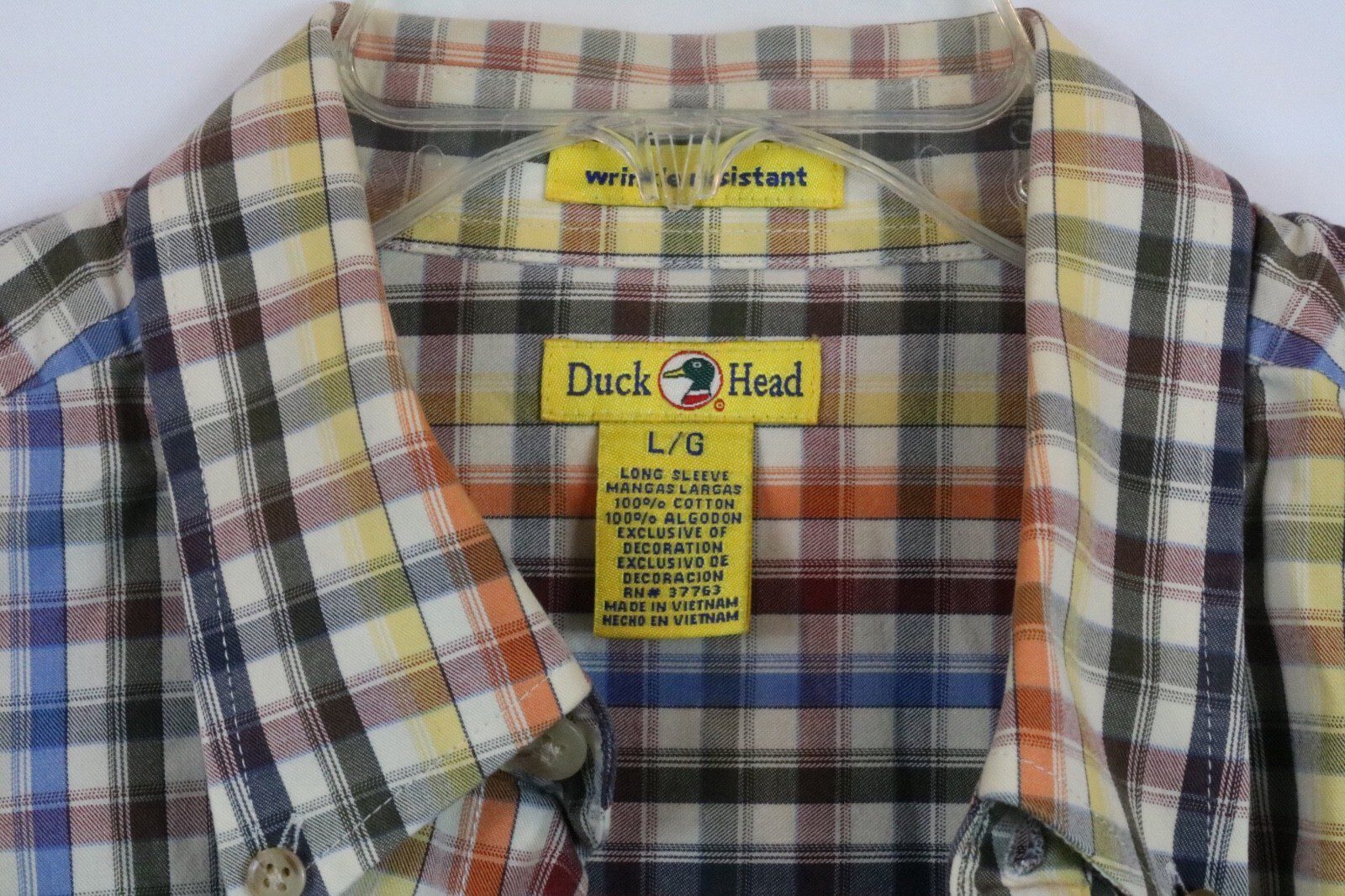 Duck Head Mens Large Plaid Check Button Down Long Sleeve Cotton Shirt - Image 6
