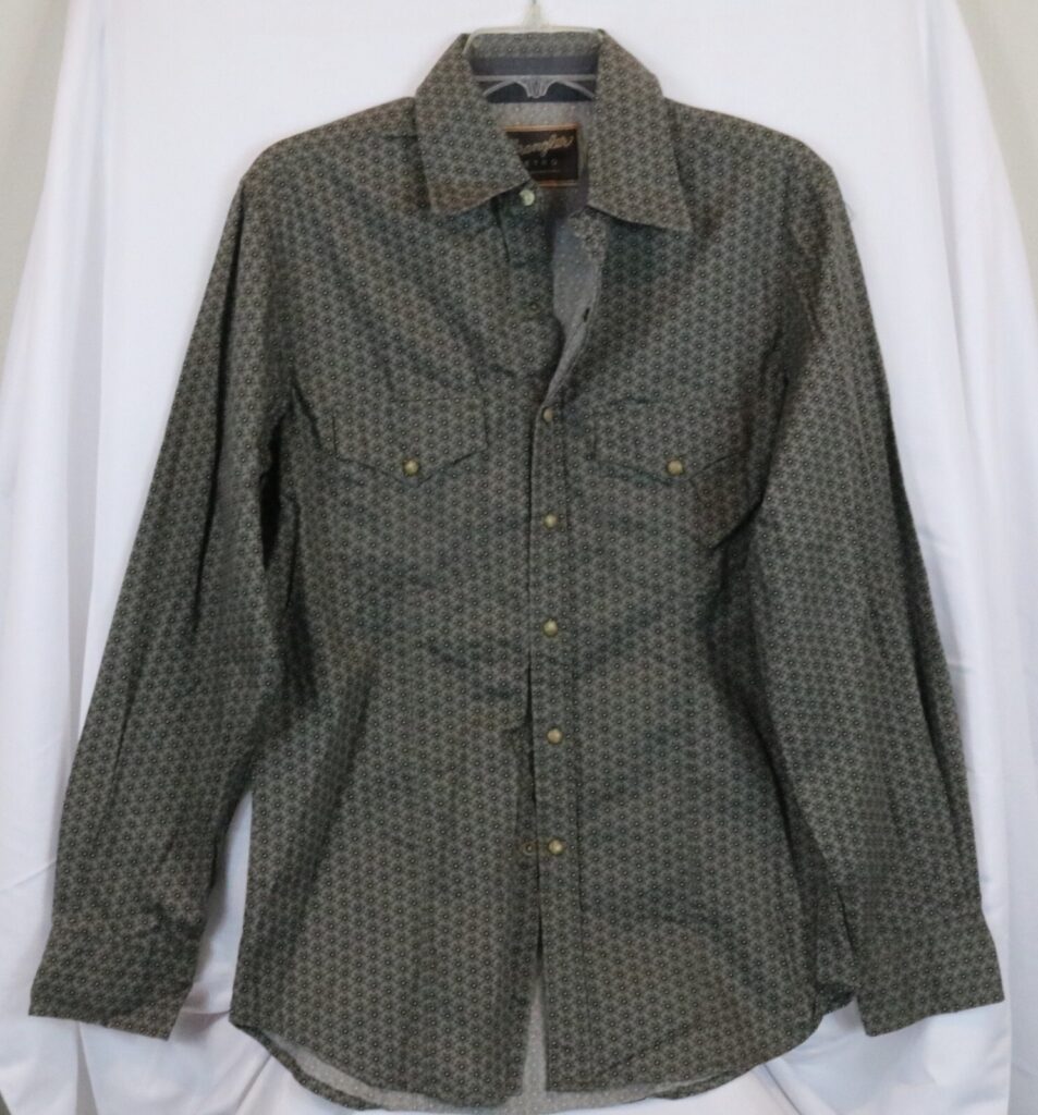 Wrangler Retro Western Pearl Snap Shirt Gray Floral Men’s Size Medium