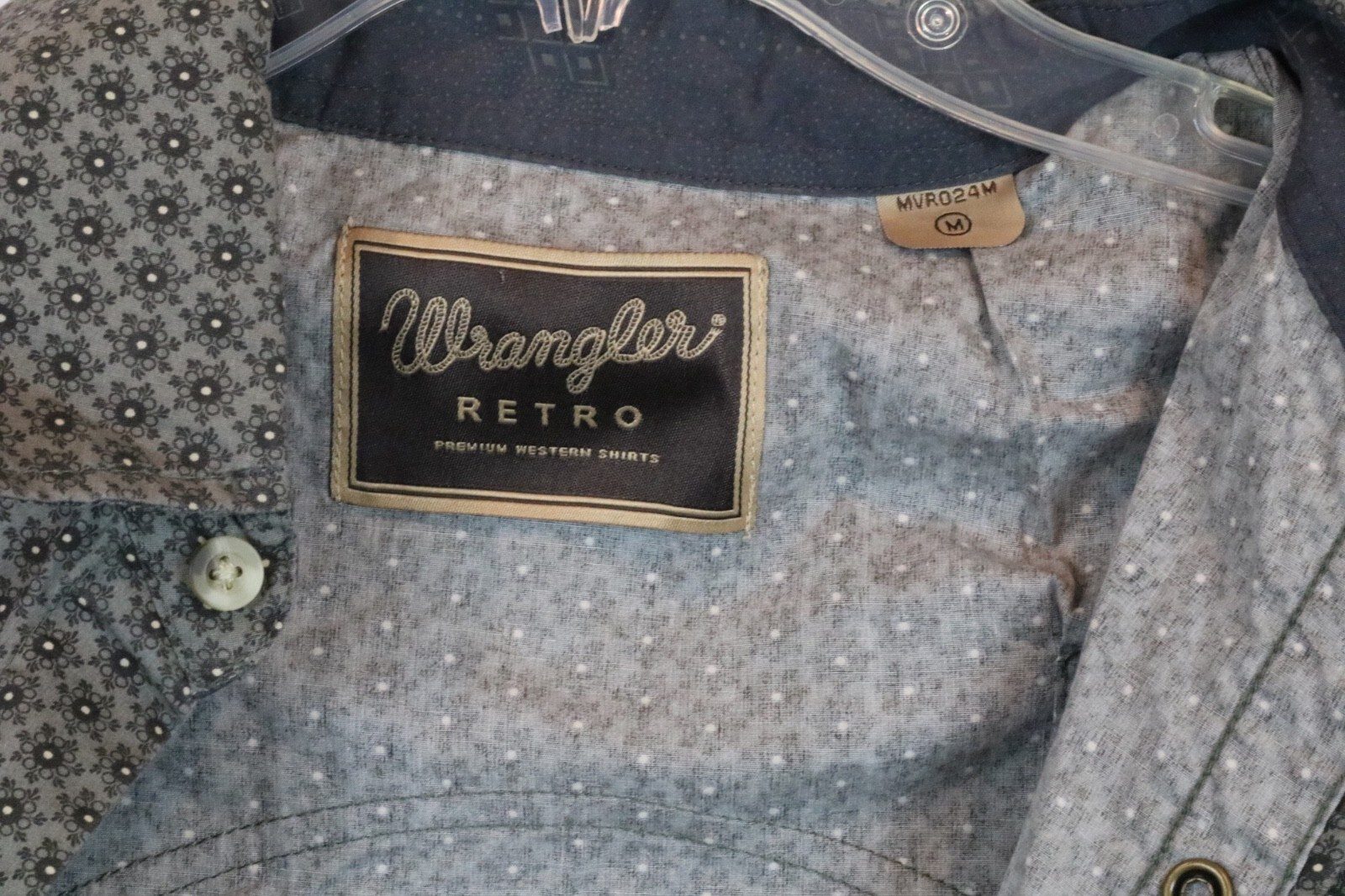 Wrangler Retro Western Pearl Snap Shirt Gray Floral Men’s Size Medium - Image 6