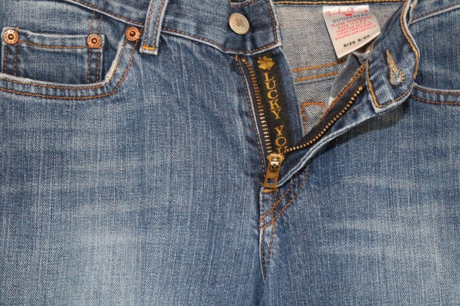 VTG Lucky Brand Dungarees Jeans Women's 8 Blue Cotton Denim Bootcut Stretch USA - Image 6