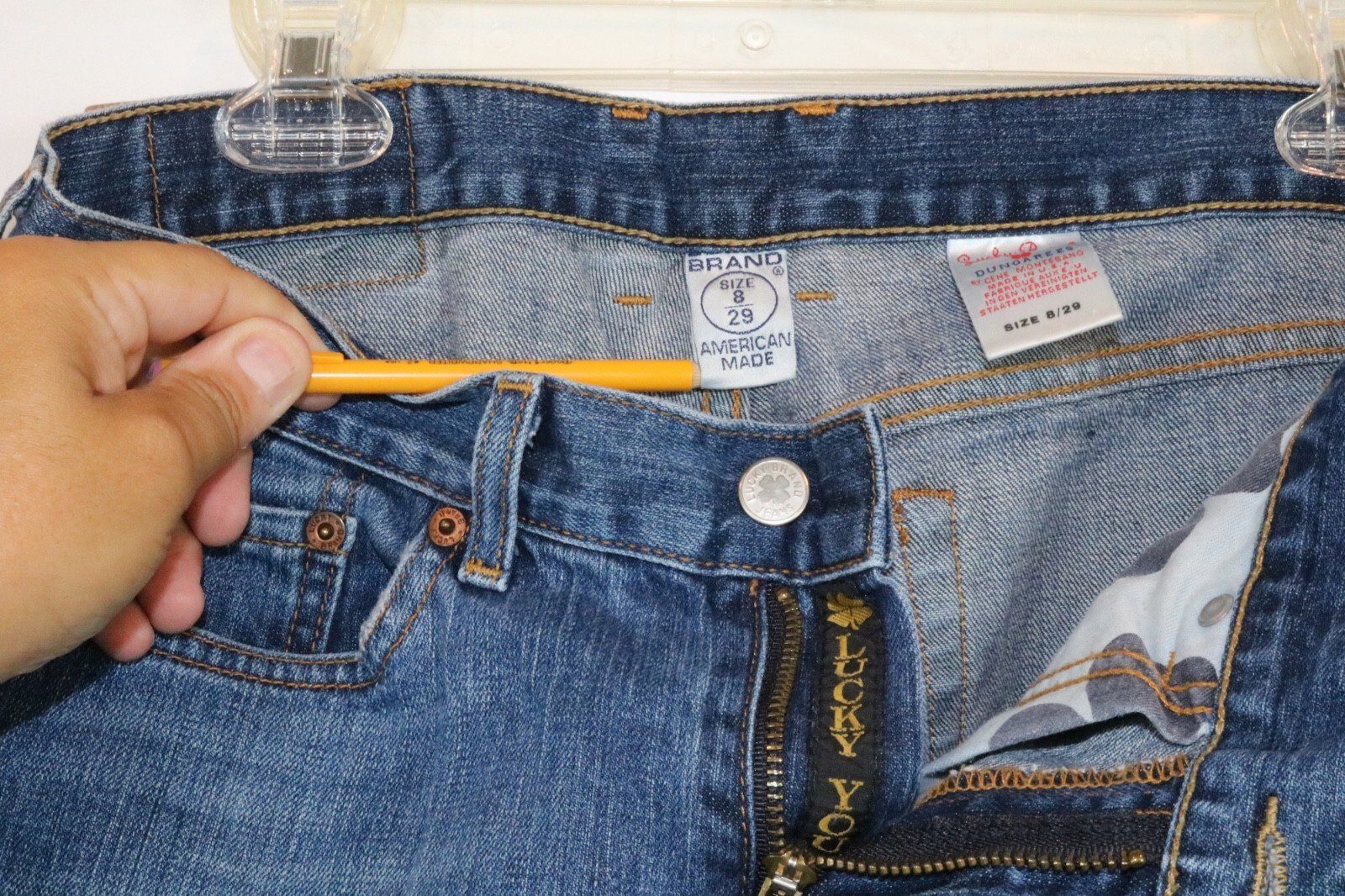 VTG Lucky Brand Dungarees Jeans Women's 8 Blue Cotton Denim Bootcut Stretch USA - Image 7