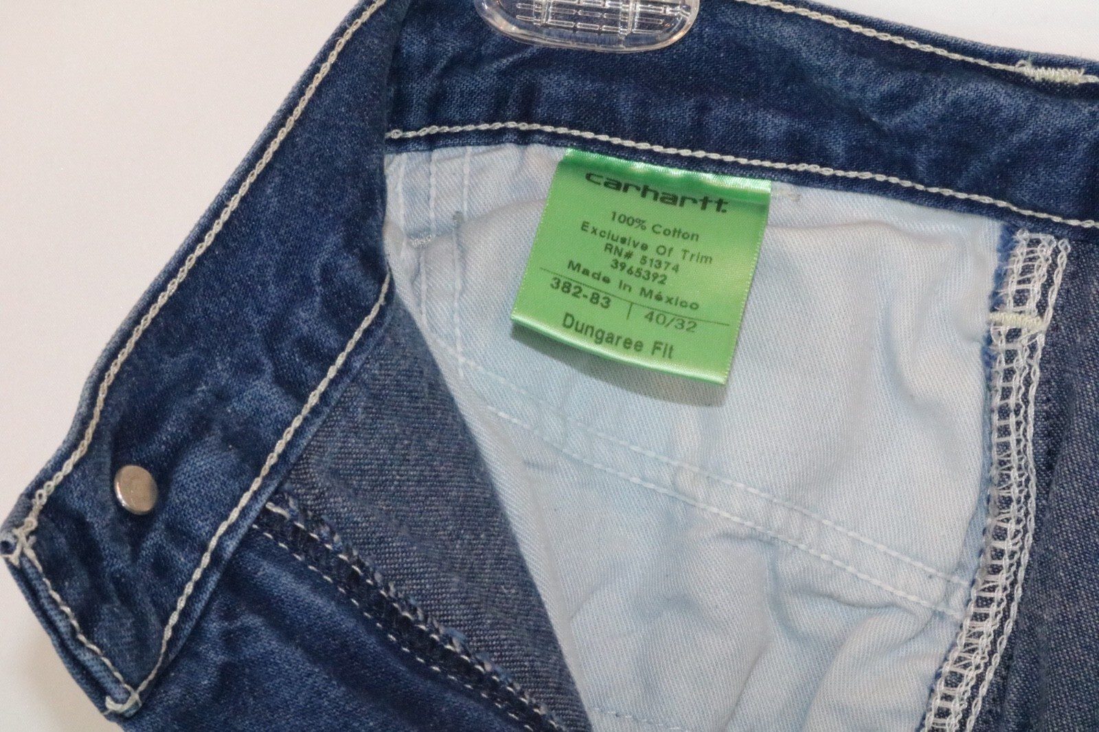 Carhartt Carpenter Dungaree Fit Jeans Mens Size 40x32 100% Cotton Dark Wash - Image 6
