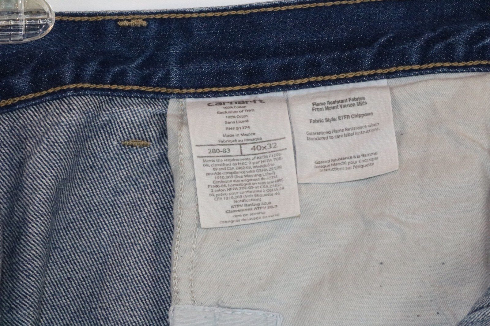 Carhartt FR Jeans Mens 40x32 Relaxed Fit CAT 2 NFPA 2112 Flame Resistant Denim - Image 7