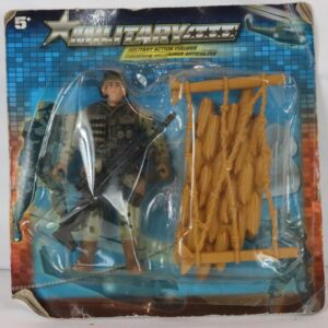 Military Action Figure with Weapon and Barricade Sandbags Greenbrier