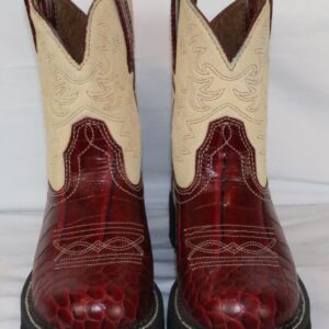 Ariat Fatbaby 14709 Women Red Croc Embossed Leather Western Boots 5.5B Tan Suede
