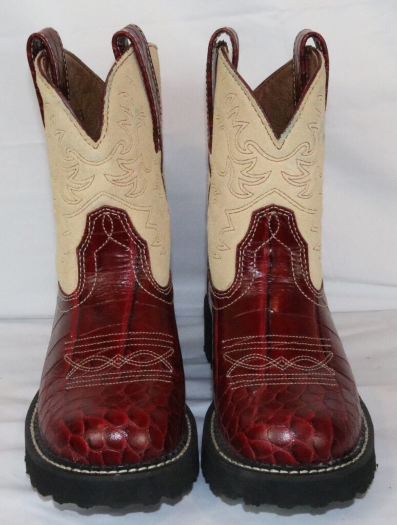 Ariat Fatbaby 14709 Women Red Croc Embossed Leather Western Boots 5.5B Tan Suede