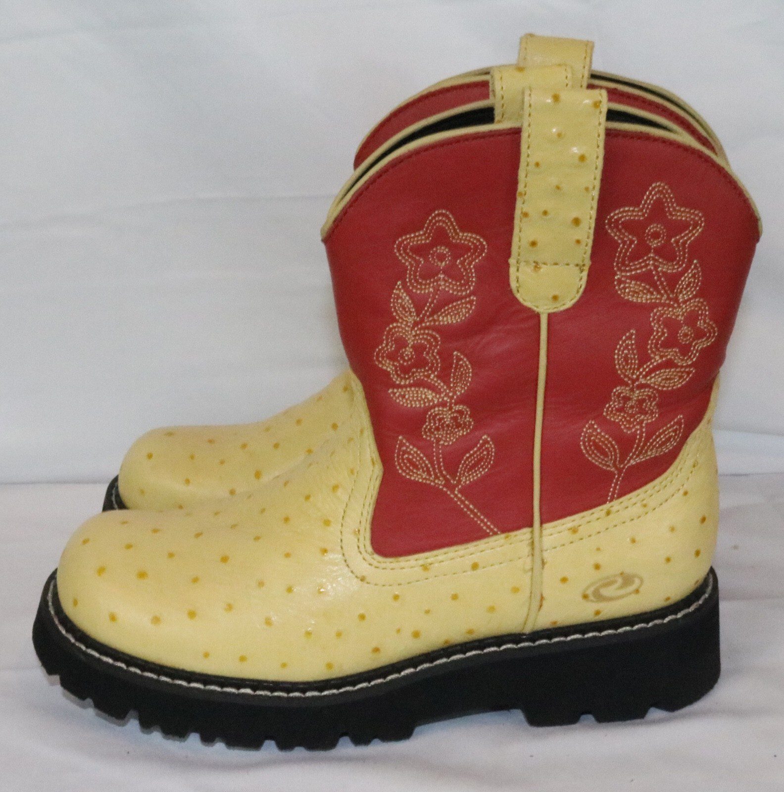 Roper Size 6 Yellow Ostrich Print Round Toe Western Boot Leather - Image 4