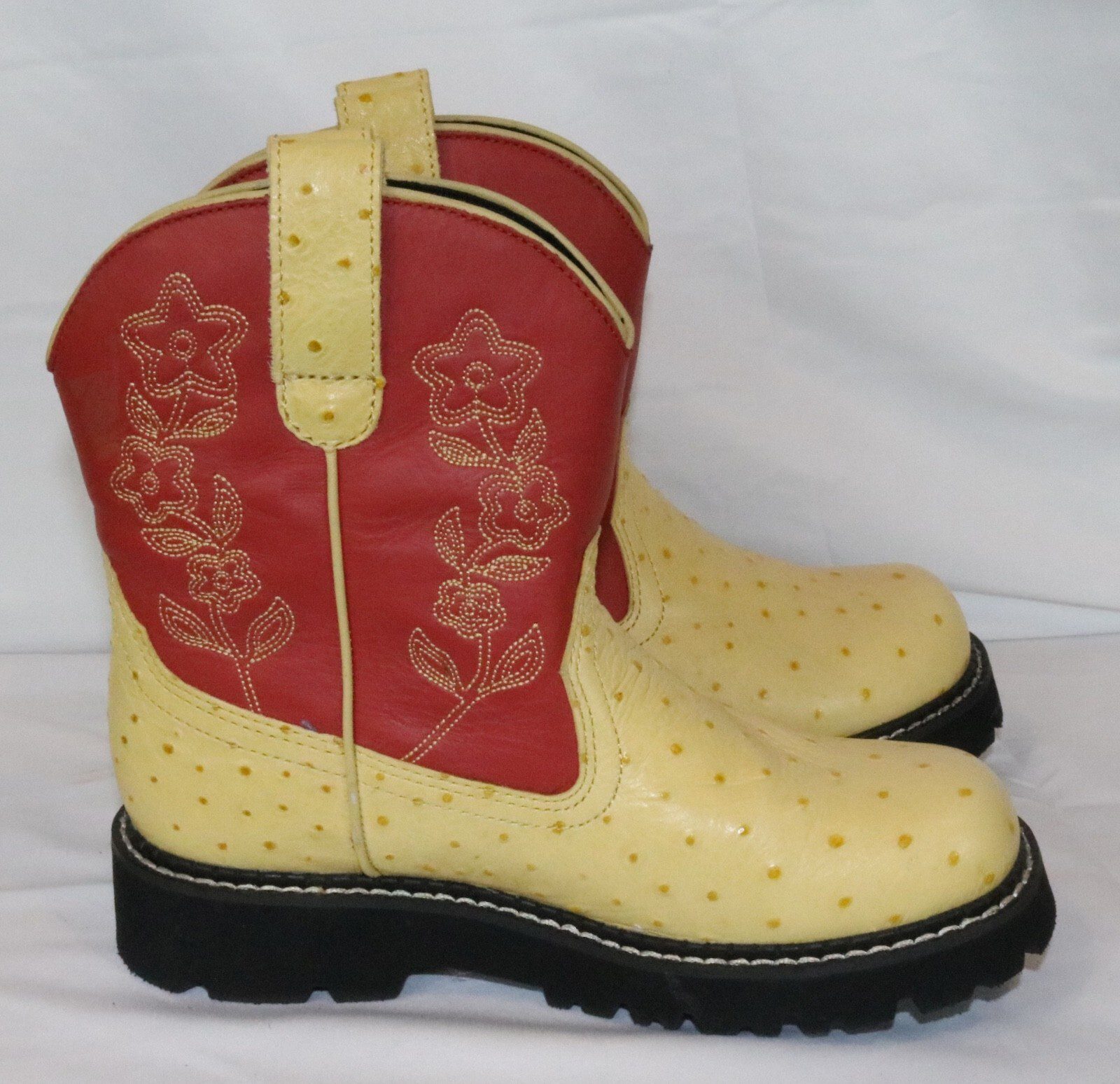 Roper Size 6 Yellow Ostrich Print Round Toe Western Boot Leather - Image 5