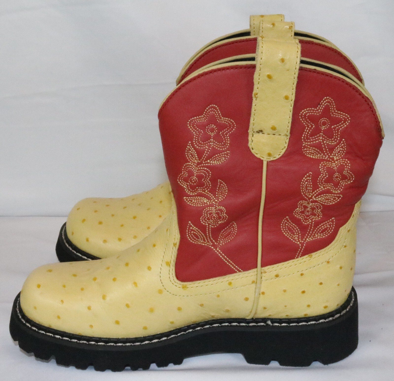Roper Size 6 Yellow Ostrich Print Round Toe Western Boot Leather - Image 6