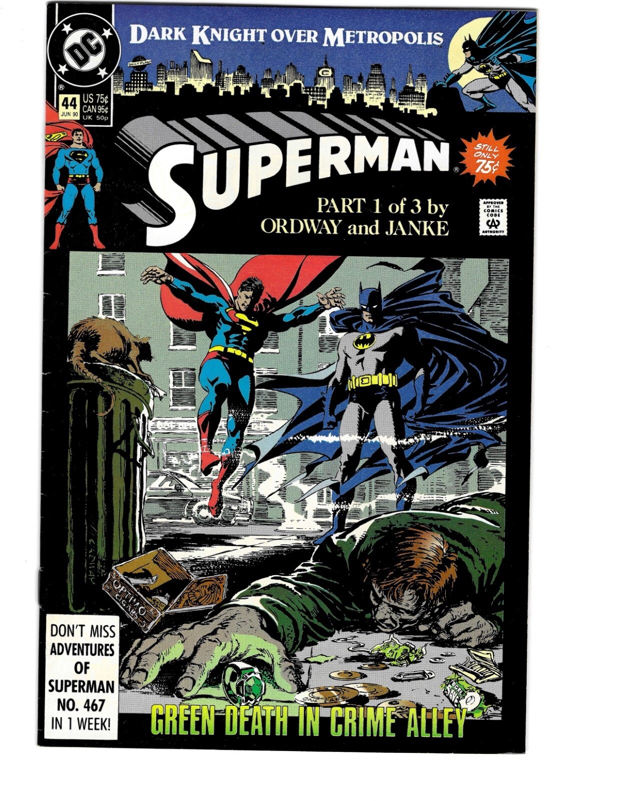 Superman #44 June 1990 DC Comics Part 1 of 3 by Ordway and Janke