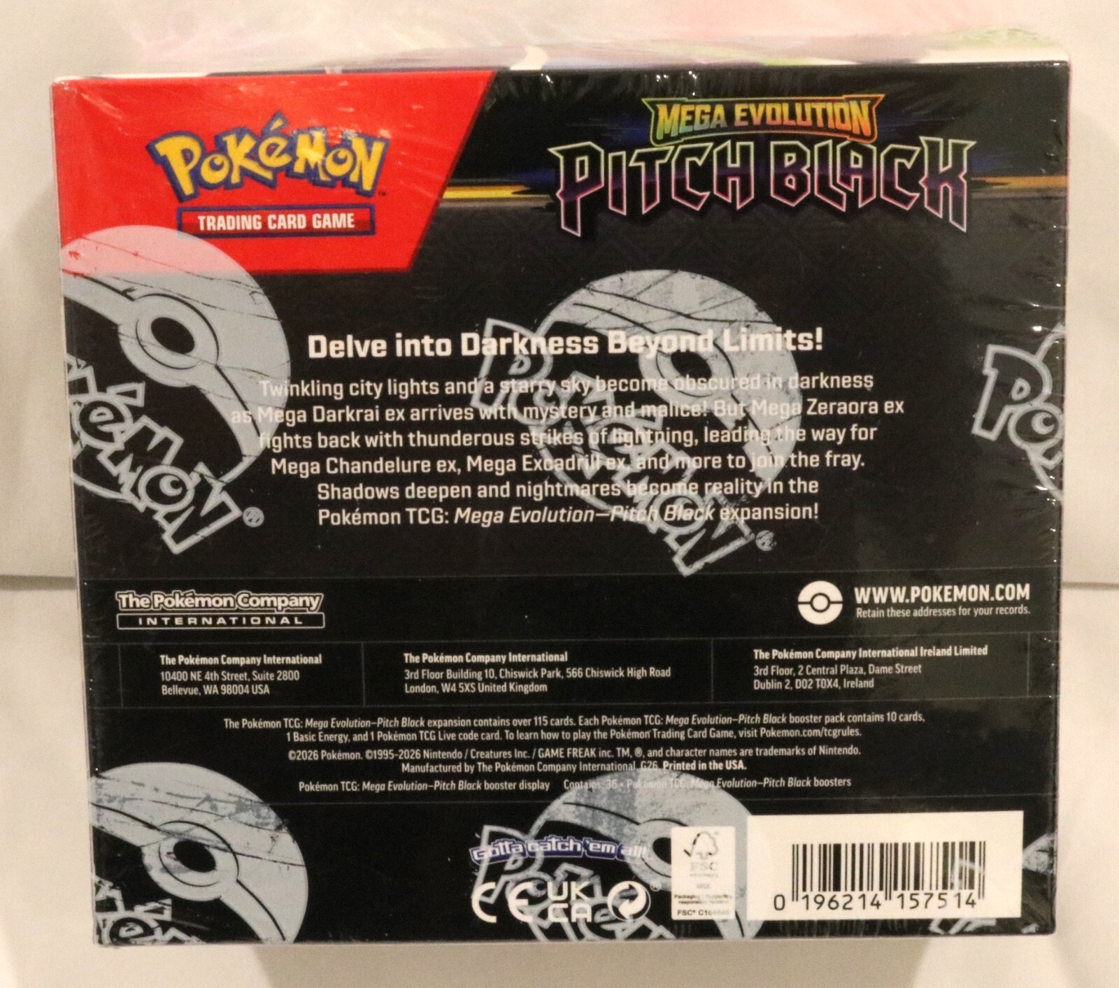 Pokemon Center Mega Evolution Pitch Black Booster Box Factory Sealed - Image 3