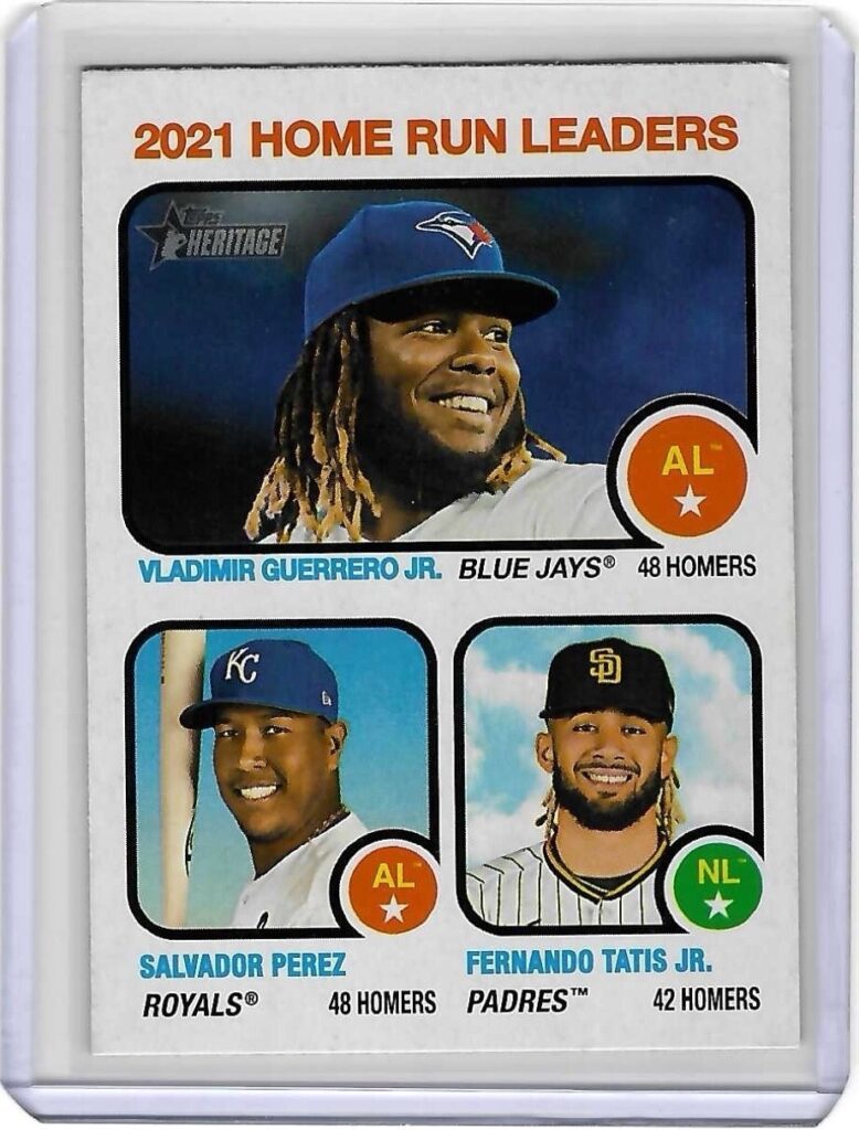 2022 Topps Heritage #68 2021 HR Leaders Vladimir Guerrero Jr. Fernando Tatis Jr