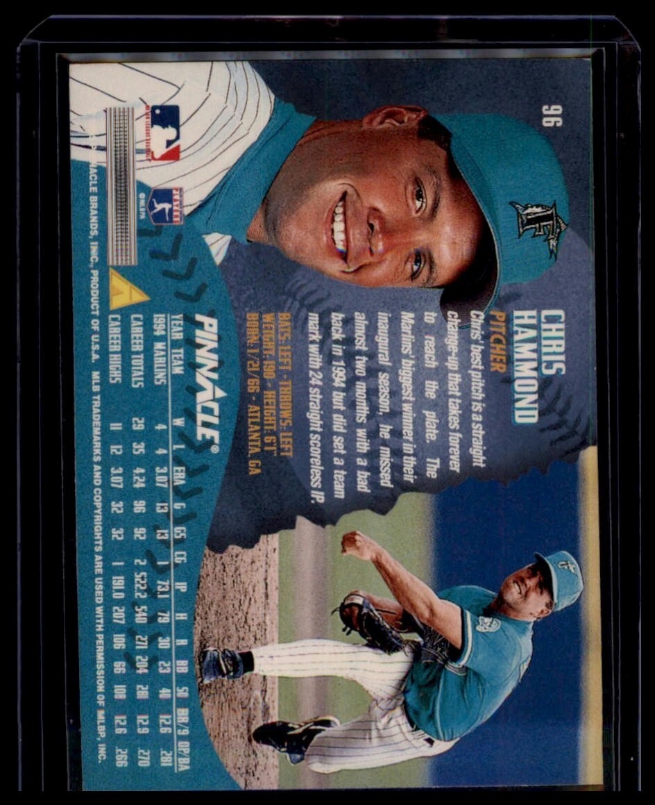 1995 Pinnacle - Chris Hammond #96 Florida Marlins - Image 2