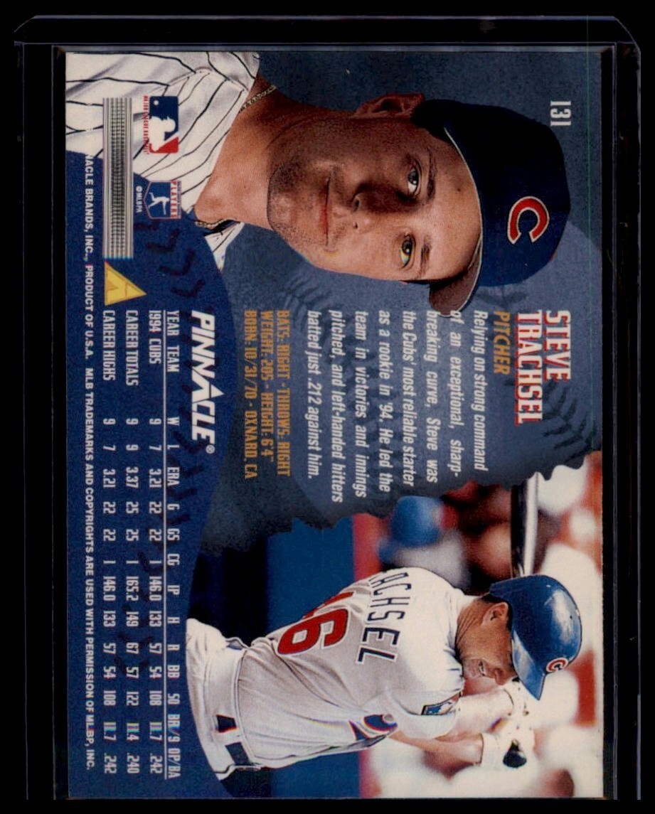 1995 Pinnacle - Steve Trachsel #131 Chicago Cubs - Image 2