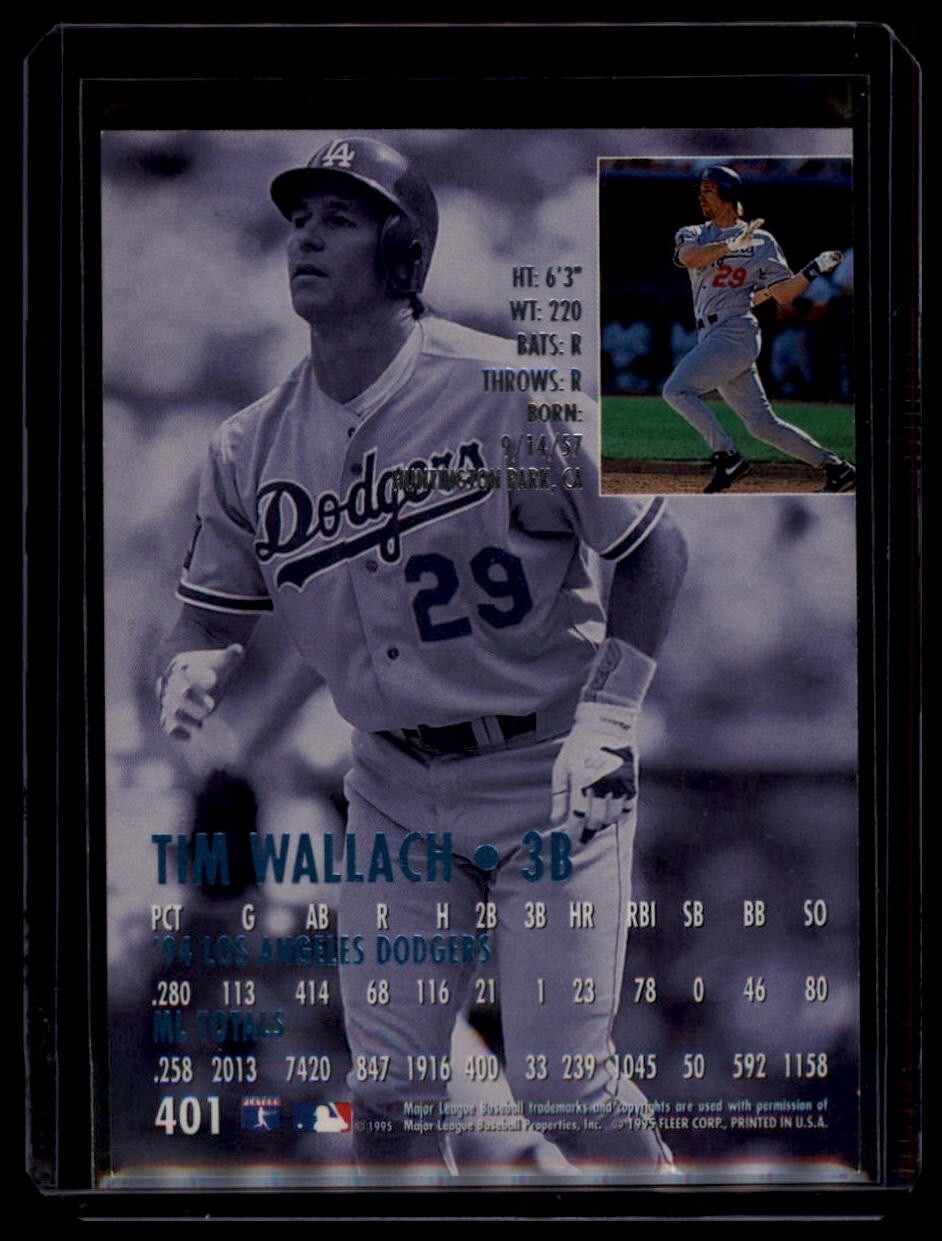 1995 Fleer Ultra - Tim Wallach #401 Los Angeles Dodgers - Image 2