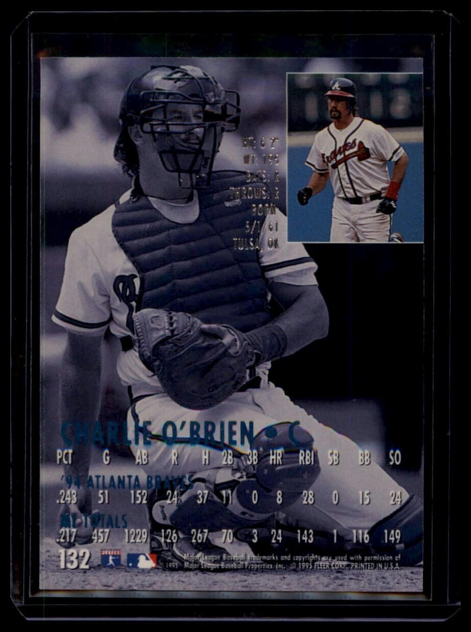 1995 Fleer Ultra #132 Charlie O'Brien Atlanta Braves - Image 2