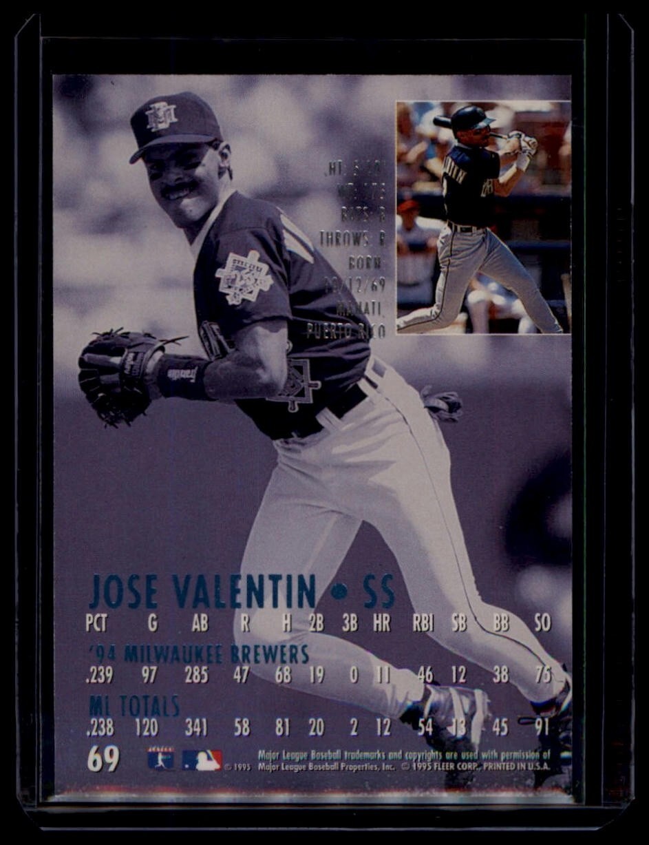 1995 Fleer Ultra - Jose Valentin #69 Milwaukee Brewers - Image 2