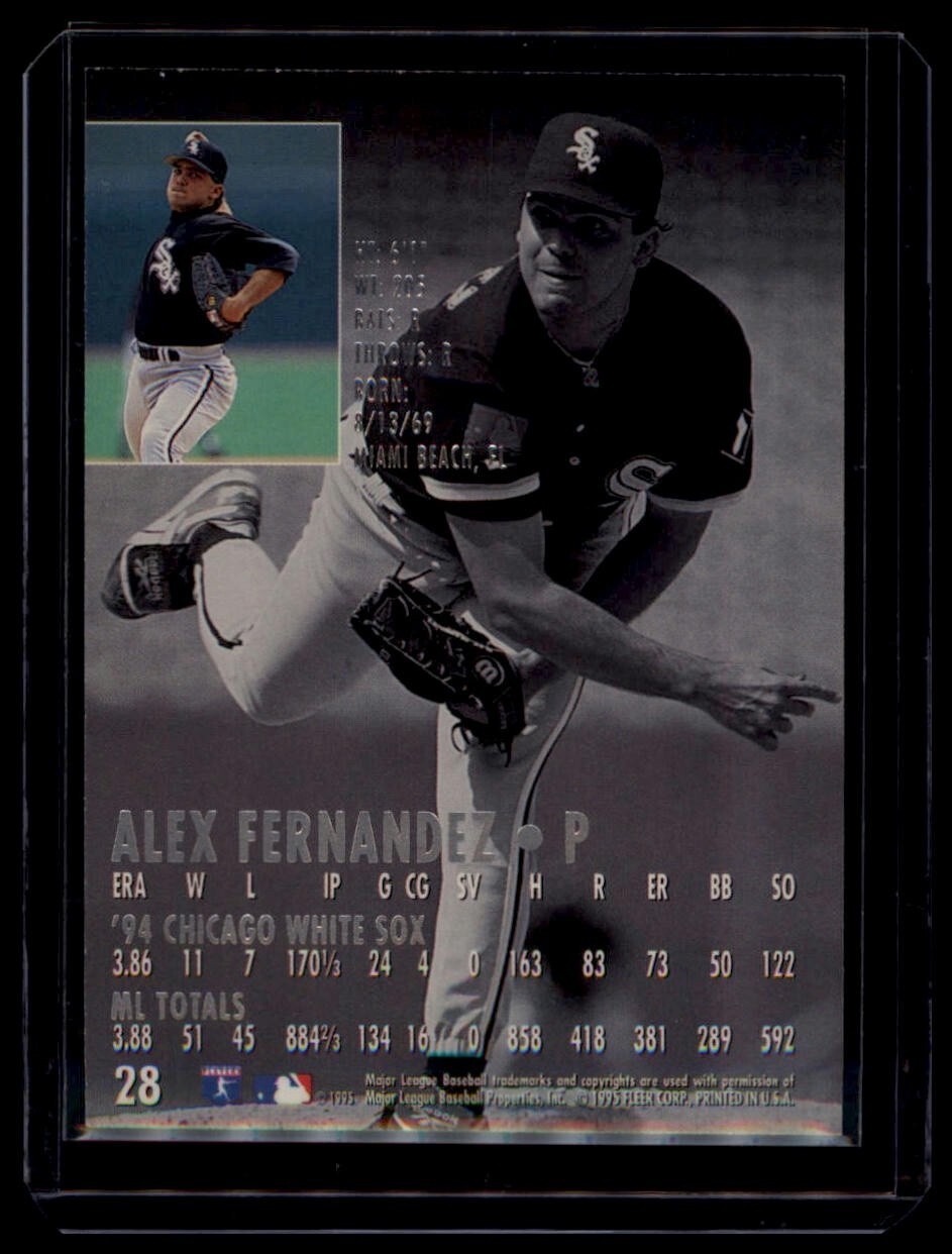 1995 Fleer Ultra - Alex Fernandez #28 Chicago White Sox - Image 2