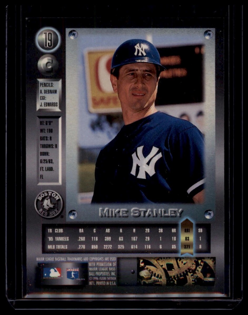 1996 Fleer Metal Universe - Mike Stanley #19 Platinum Edition Boston Red Sox - Image 2