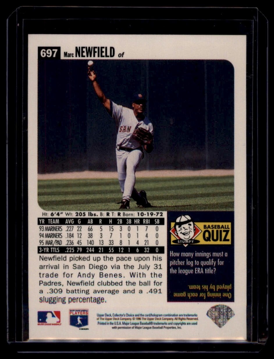1996 Upper Deck Collector's Choice - Marc Newfield #697 San Diego Padres - Image 2