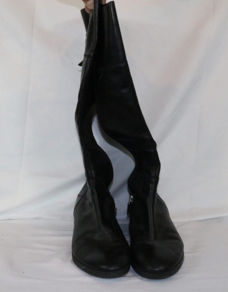 Franco Sarto Jones Black Leather Buckle Zip Knee High Heeled Boots Women’s 10M
