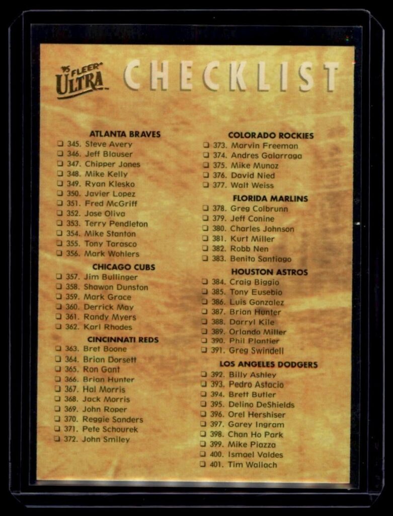 1995 Ultra #449 Checklist: 345-450