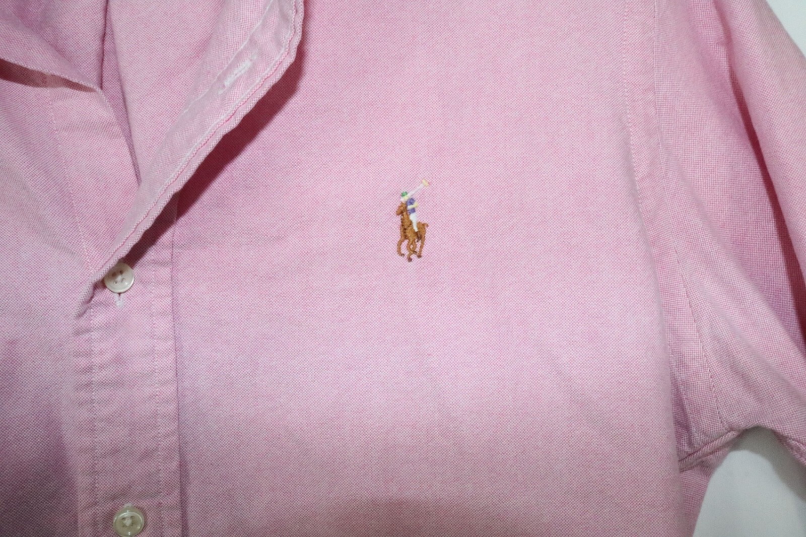 Ralph Lauren Shirt Mens Small Pink Custom Fit Long Sleeve Button Down Casual - Image 6