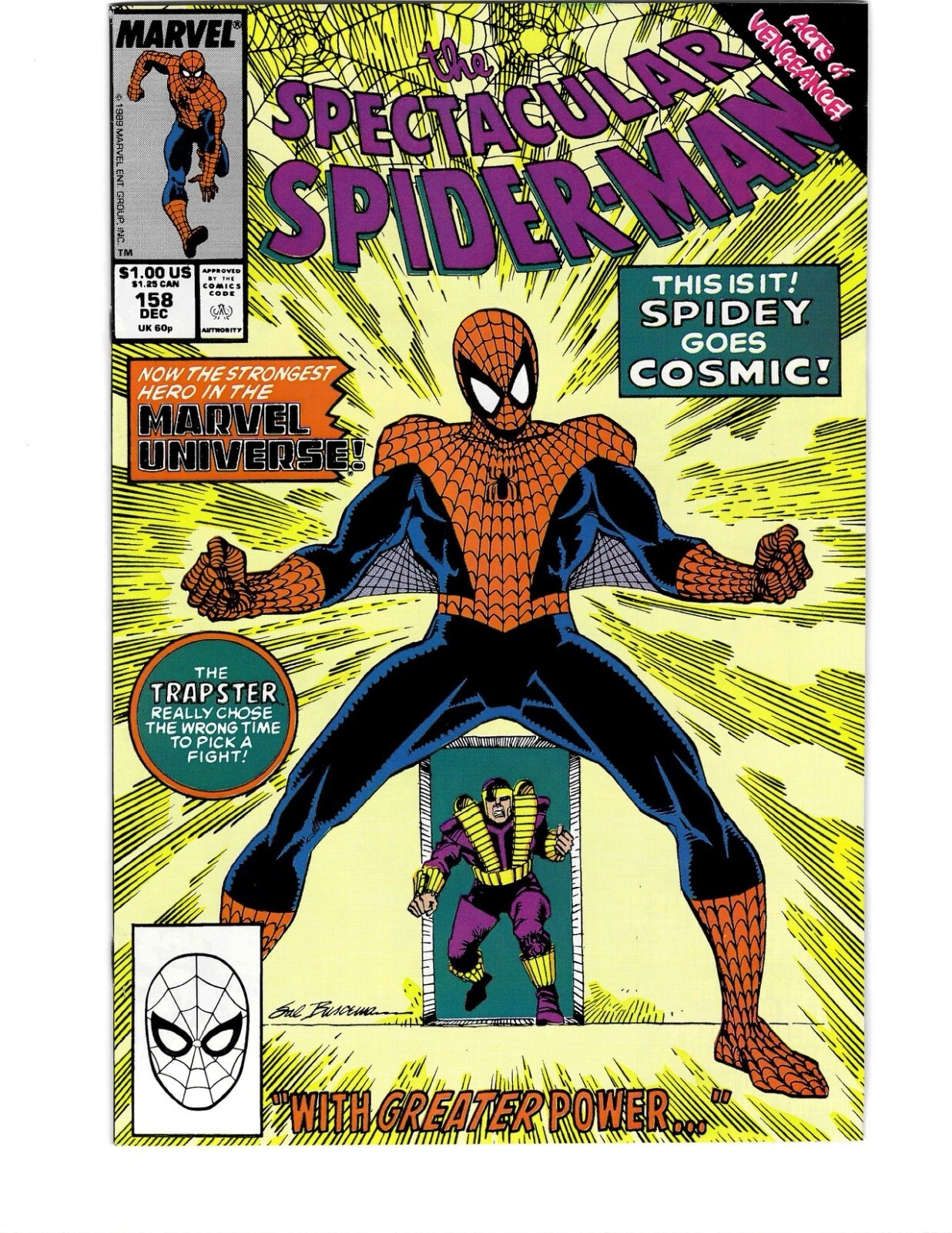 Spectacular Spider-Man #158 Dec 1989 1st App Cosmic Powers Spider-Man Marvel NM