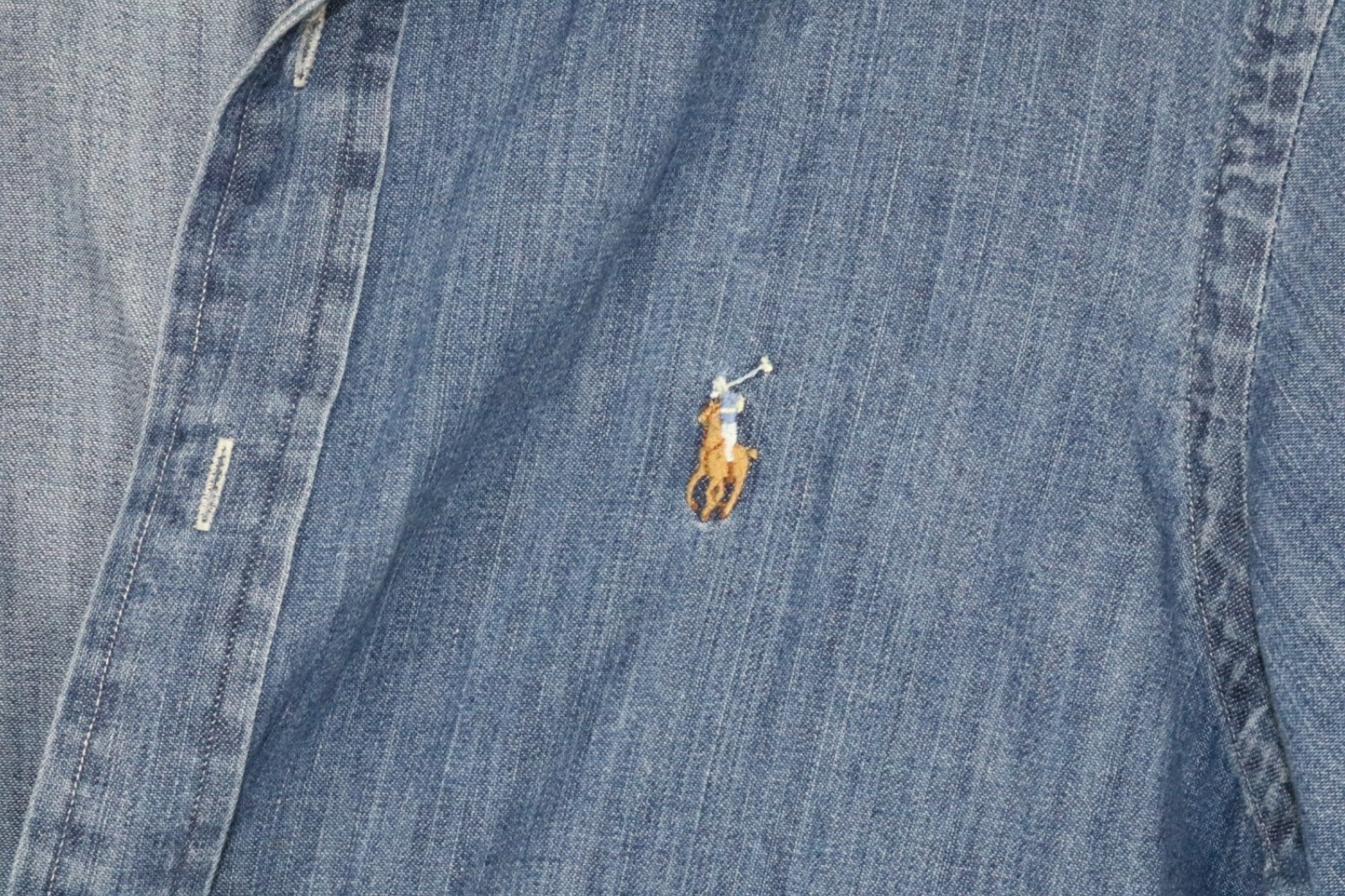 Vintage Polo Ralph Lauren Denim Button Down Shirt Size SP Blue Classic Fit - Image 6