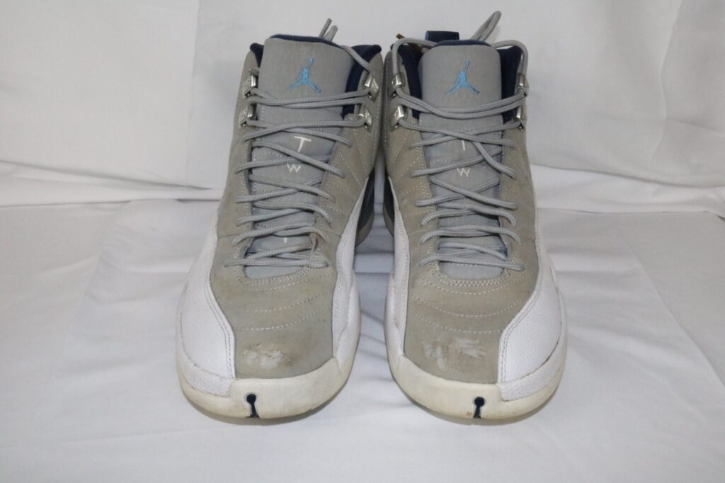 Air Jordan 12 Gray University Blue Solid High Top Lace Up Sneakers Size 10
