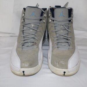 Air Jordan 12 Gray University Blue Solid High Top Lace Up Sneakers Size 10