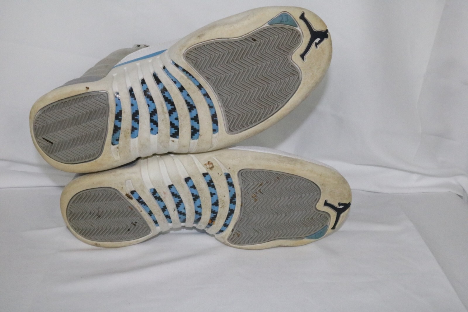 Air Jordan 12 Gray University Blue Solid High Top Lace Up Sneakers Size 10 - Image 7