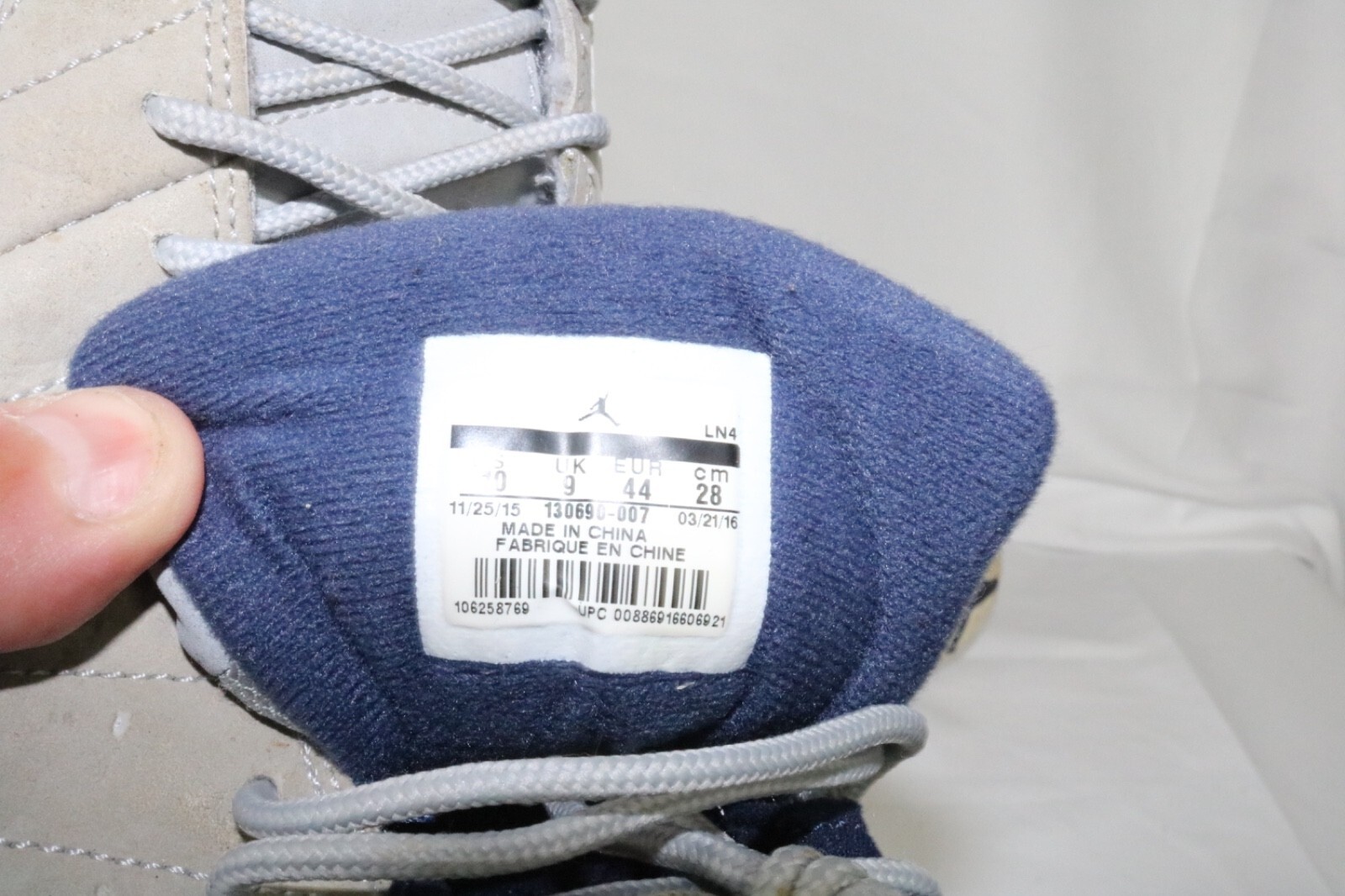 Air Jordan 12 Gray University Blue Solid High Top Lace Up Sneakers Size 10 - Image 8