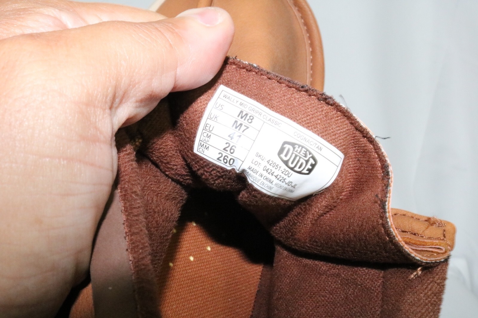 Hey Dude Wally Mid GripR Classic Mens 8 Brown Cognac Casual Comfort - Image 7