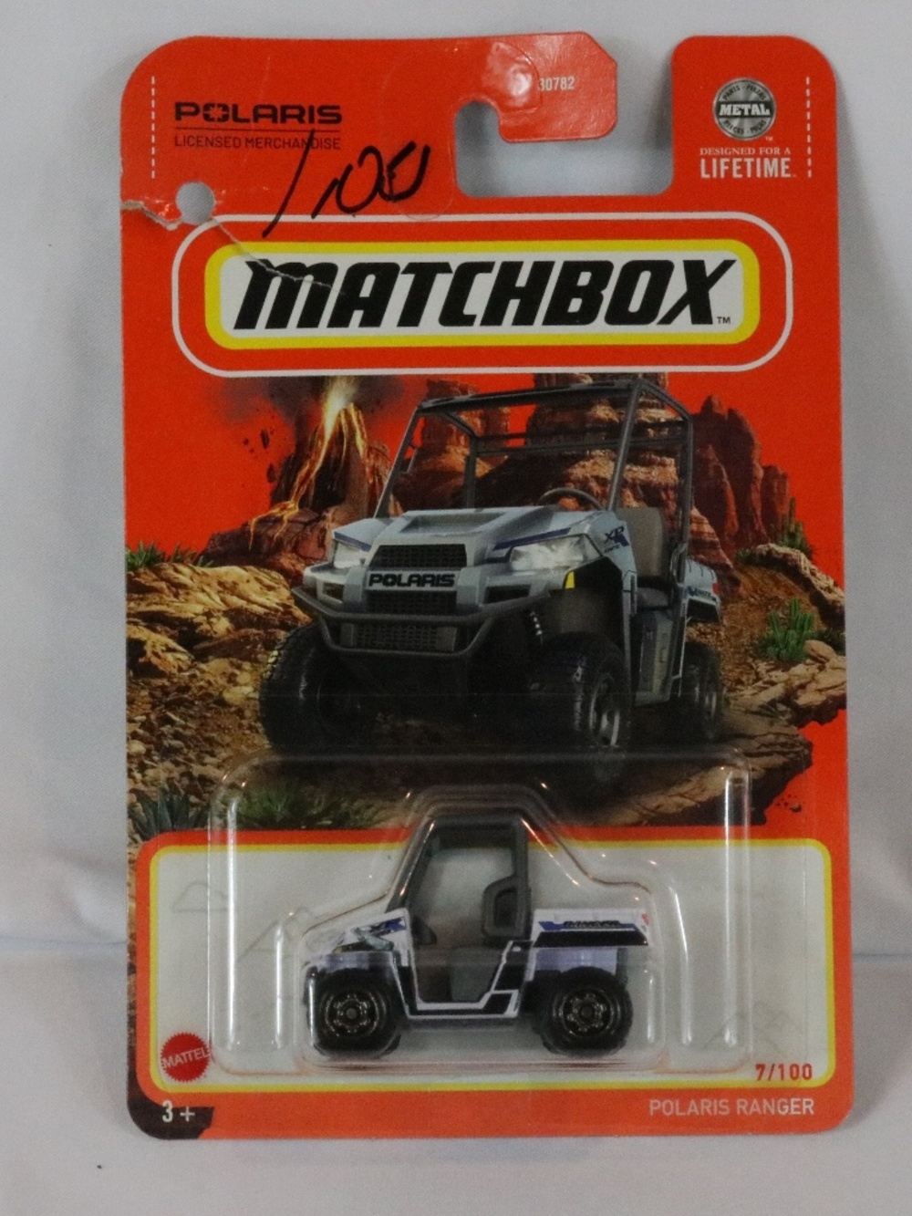 2024 Matchbox White Polaris Ranger XP 7/100 Off Road 1:64 Model