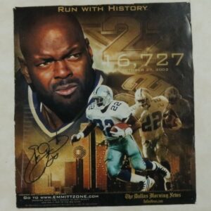 Emmitt Smith Signed Framed 16,727 Record Poster Dallas Cowboys Autograph