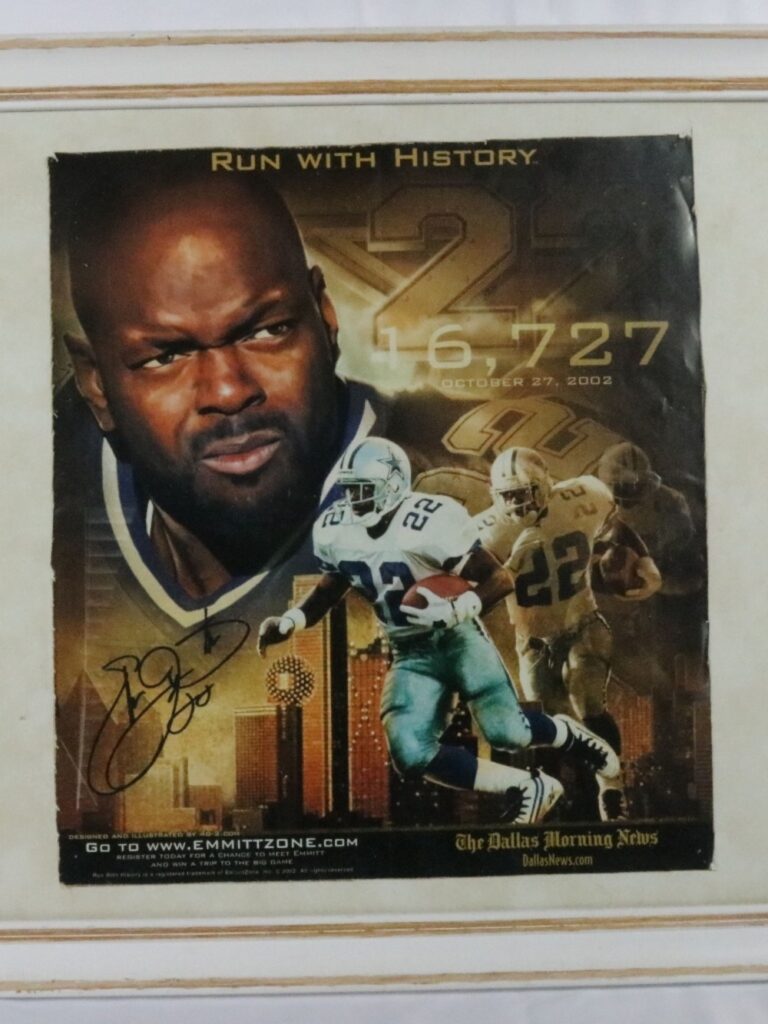 Emmitt Smith Signed Framed 16,727 Record Poster Dallas Cowboys Autograph