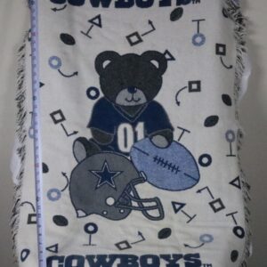 1990’s Vintage Northwest Company Dallas Cowboys Bear Cotton Throw Blanket
