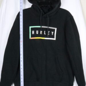 Hurley Hoodie Mens M Black Pullover Sweatshirt Logo Fleece Kangaroo Pocket