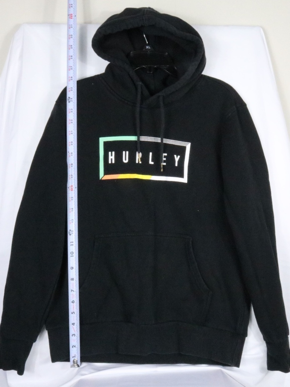 Hurley Hoodie Mens M Black Pullover Sweatshirt Logo Fleece Kangaroo Pocket