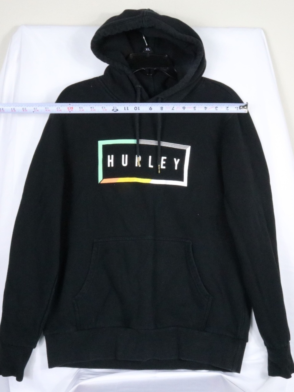 Hurley Hoodie Mens M Black Pullover Sweatshirt Logo Fleece Kangaroo Pocket - Image 2