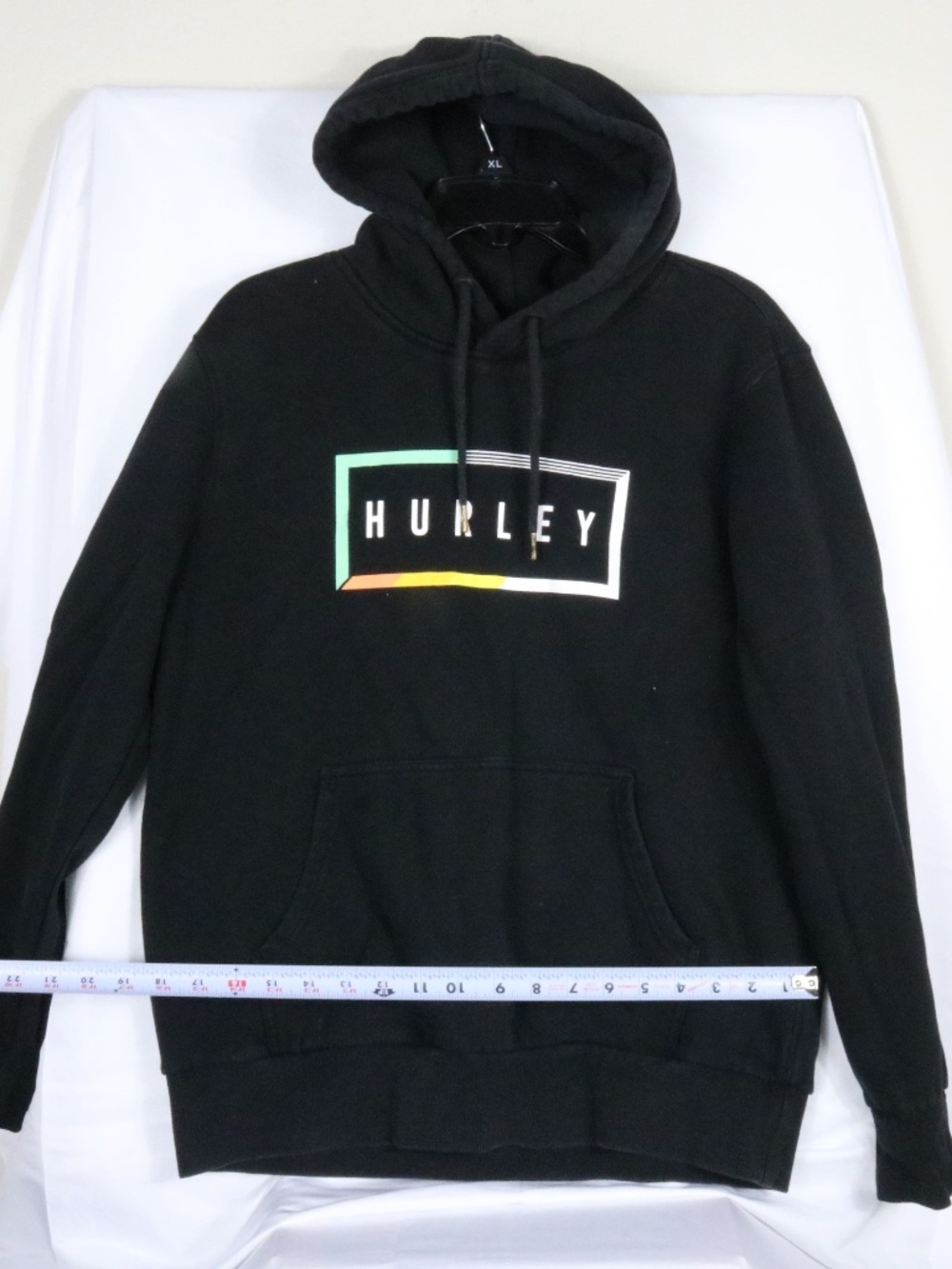 Hurley Hoodie Mens M Black Pullover Sweatshirt Logo Fleece Kangaroo Pocket - Image 3